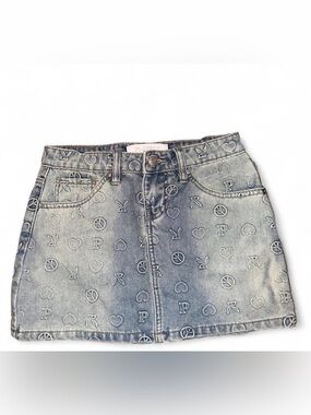 PLAYBOY Light Blue Embroidered Denim Mini Skirt